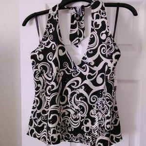 Halter Top Vintage Black & White Paisley Size Medium